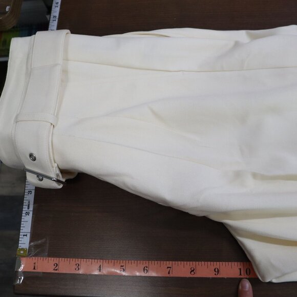J. Crew Belted Twill Trouser Women 0 Cream Coastal Flowy Professional Career NWT - Picture 14 of 16